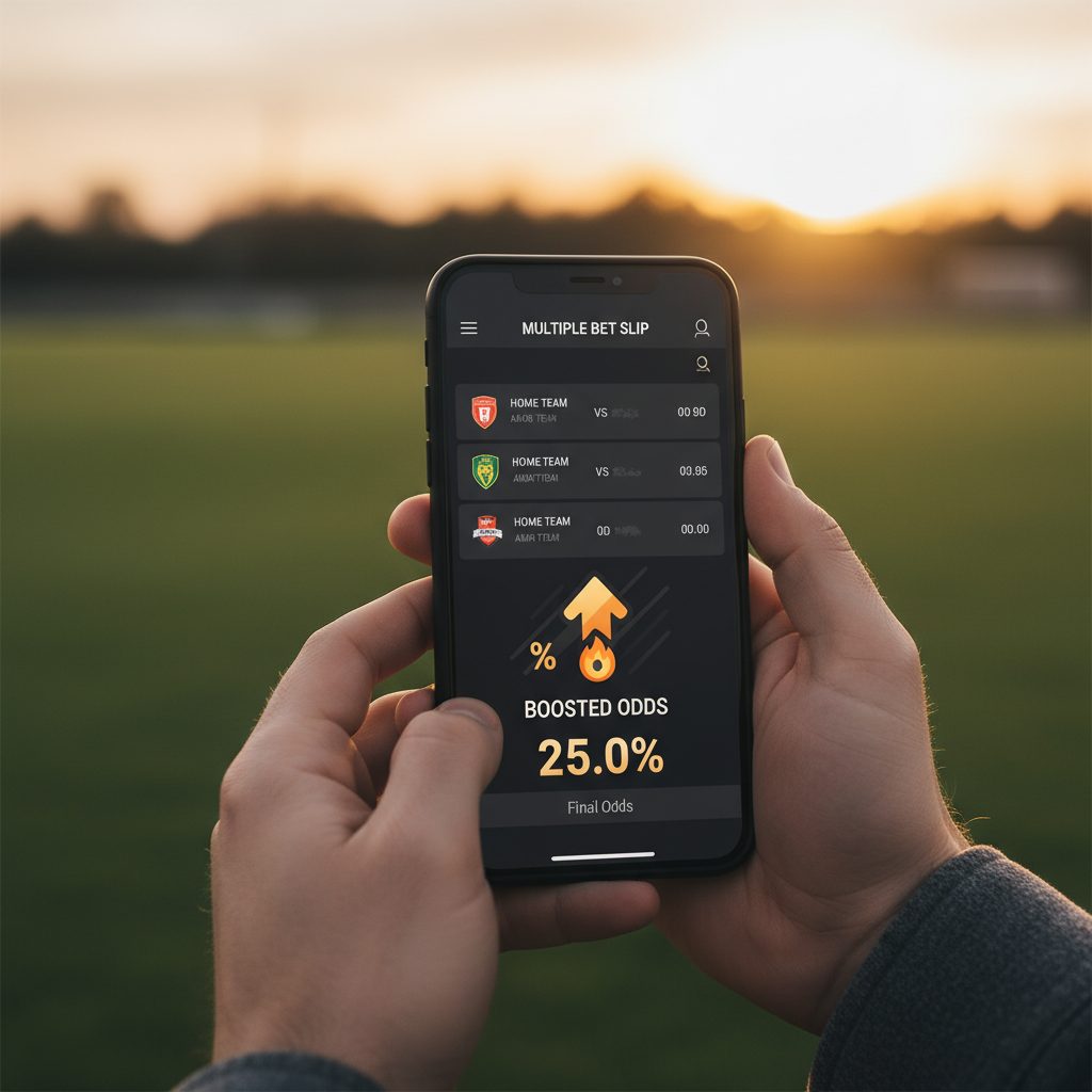 Smartphone affichant un coupon de paris combinés avec cotes boostées