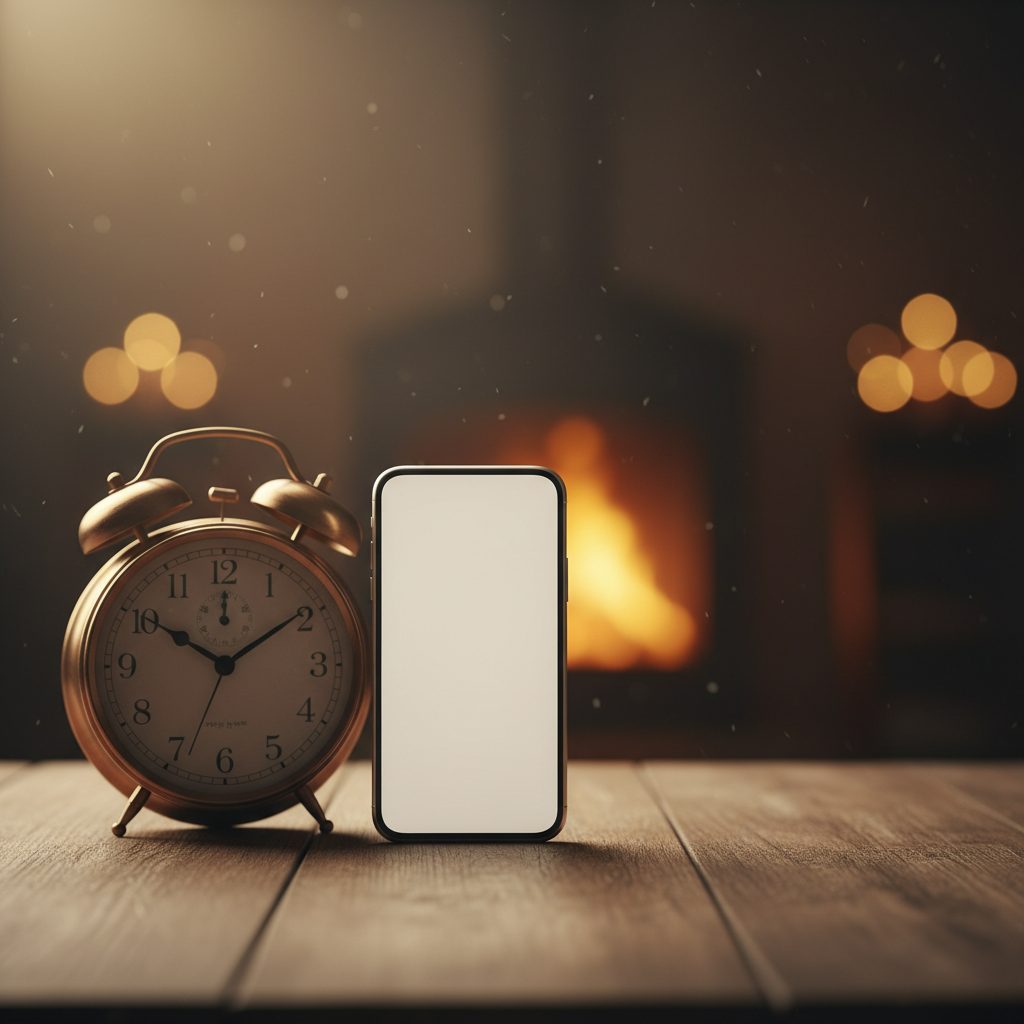 Smartphone et horloge symbolisant le moment de décision du cash-out