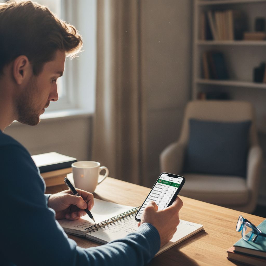 gestion de bankroll paris sportifs avec carnet et smartphone