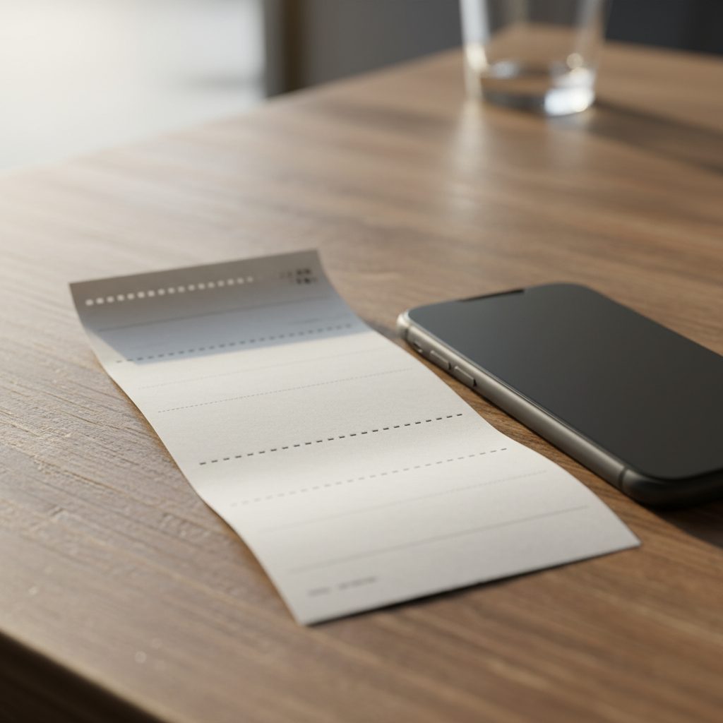 Coupon de pari sportif sur une table en bois à côté d'un smartphone