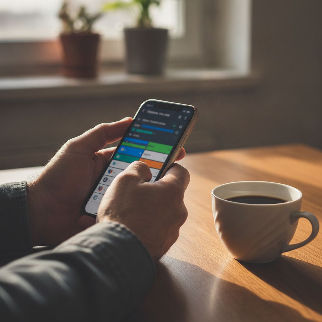 personne comparant les cotes de paris sportifs sur smartphone