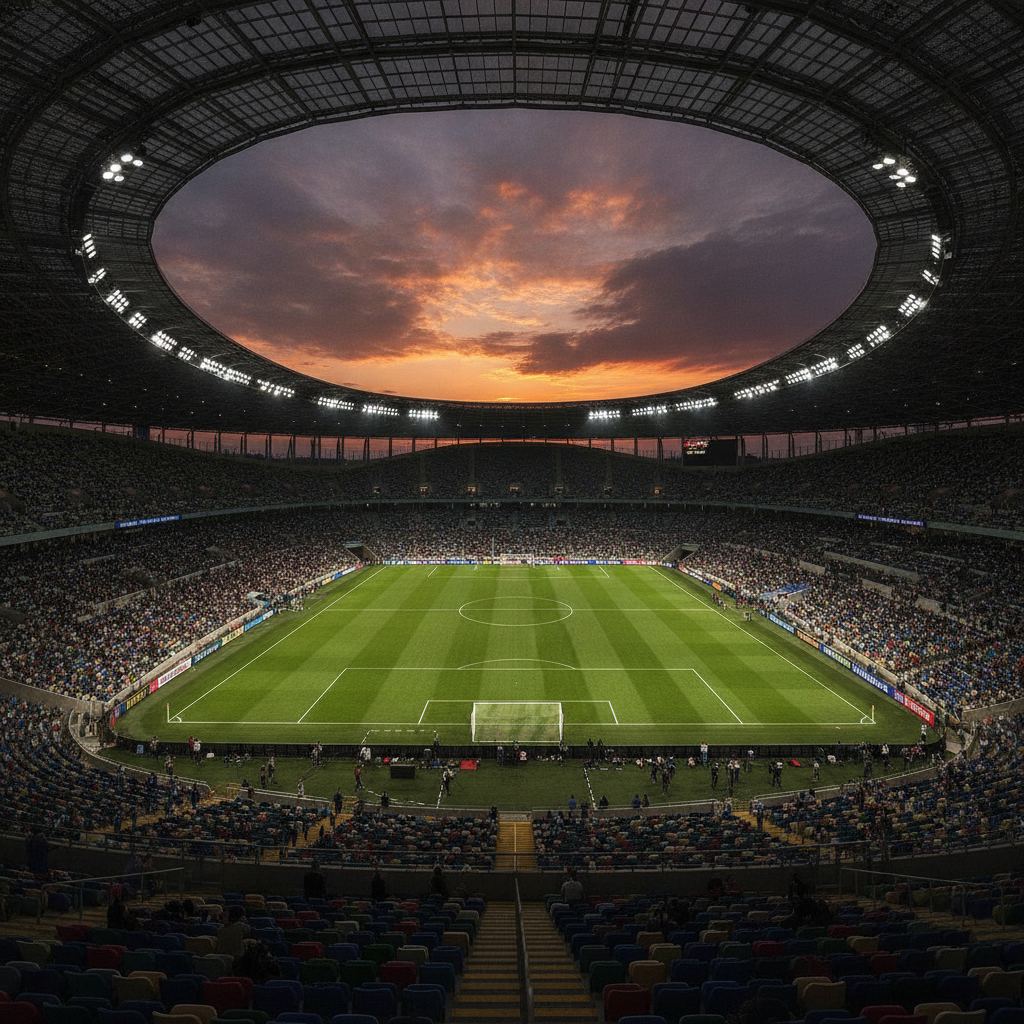 stade de football vu des tribunes avant le coup d envoi