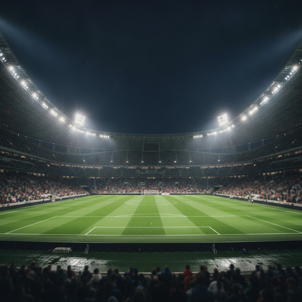 Stade de football illuminé la nuit