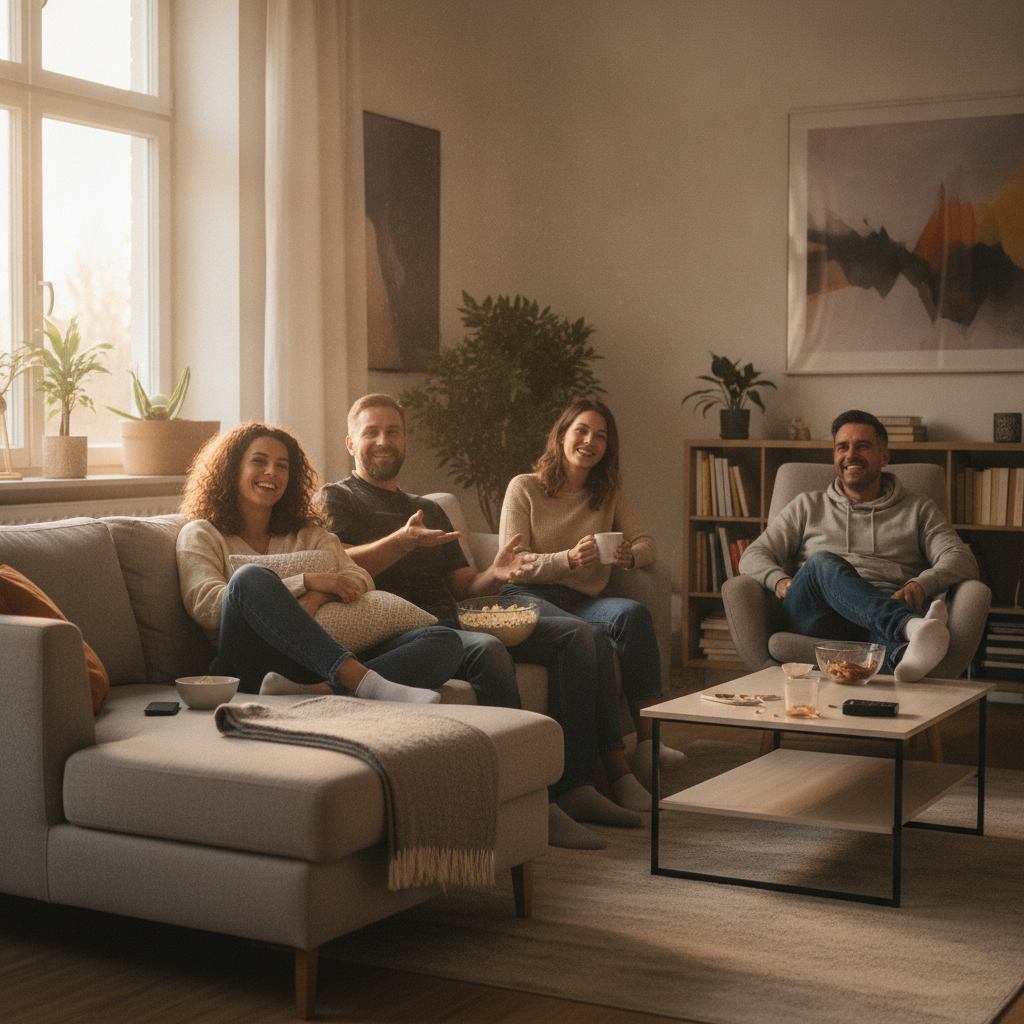Groupe d adultes suivant un match, usage responsable des applis de paris