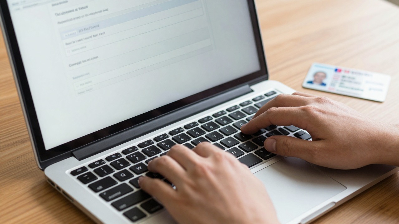 personne remplissant une démarche administrative en ligne sur un ordinateur portable